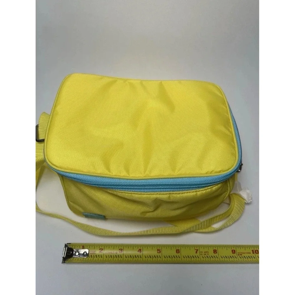 Calvin Klein Yellow Nylon Crossbody Cosmetic Bag Travel Toiletry Case Blue Trim